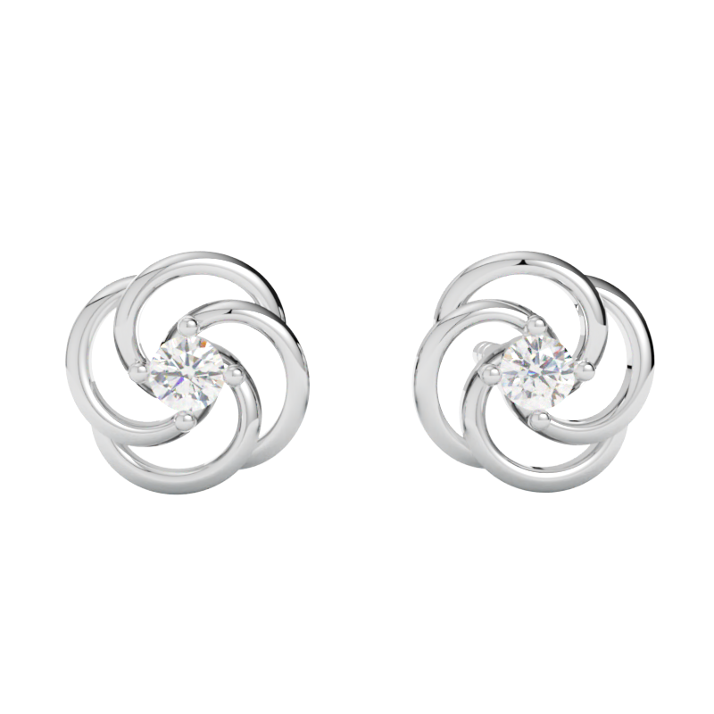 Złote kolczyki z diamentami białe złoto